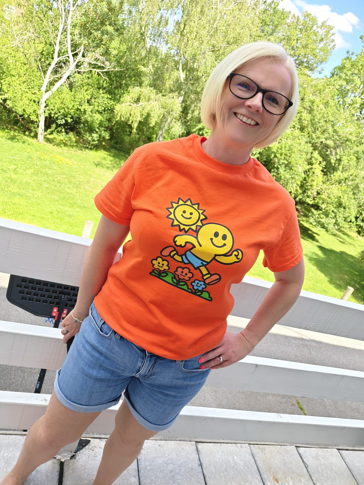 A customer wearing a #LoveItHateIt t-shirt
